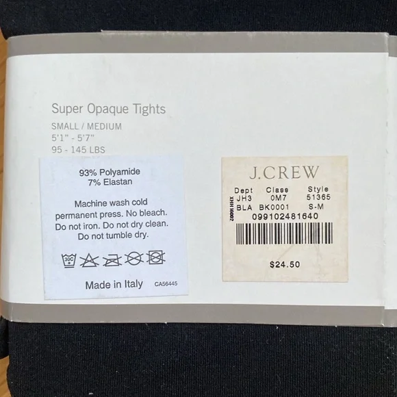 NWT J. Crew Black Opaque Tights - Picture 3 of 4